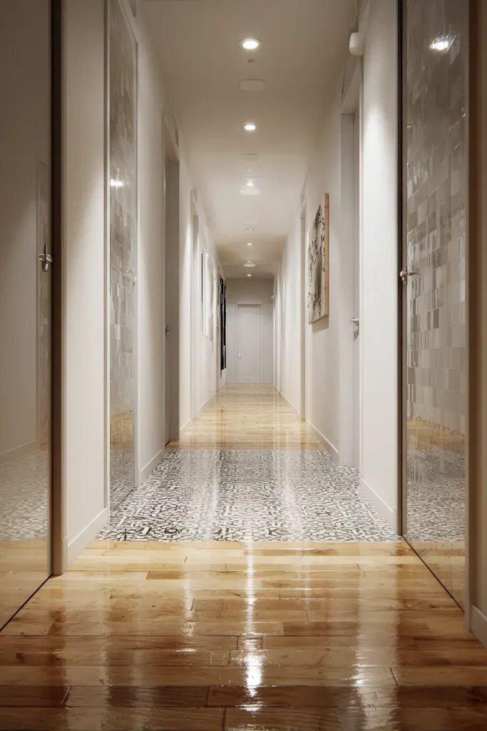 Change the flooring material at a midpoint