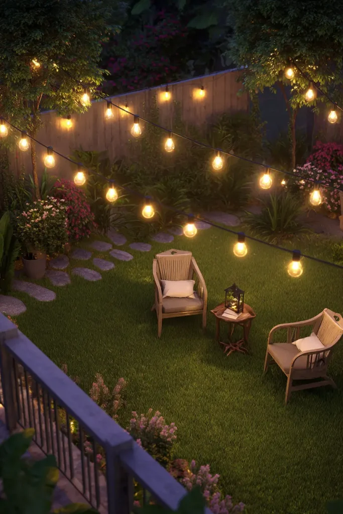 Hang String Lights to Finish the Overhead Space