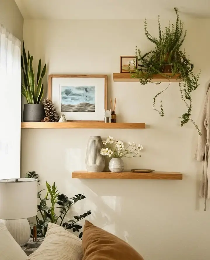 Idea 5: Put Up Floating Shelves to Store More Without Using Floor Space