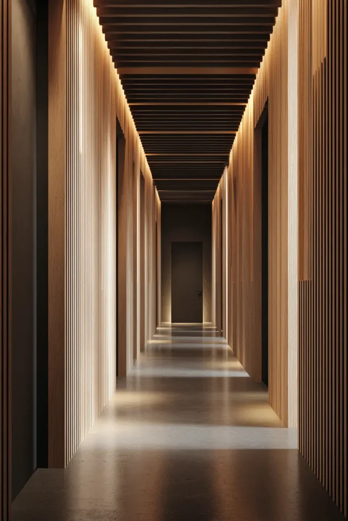 Install wainscoting or vertical slat walls
