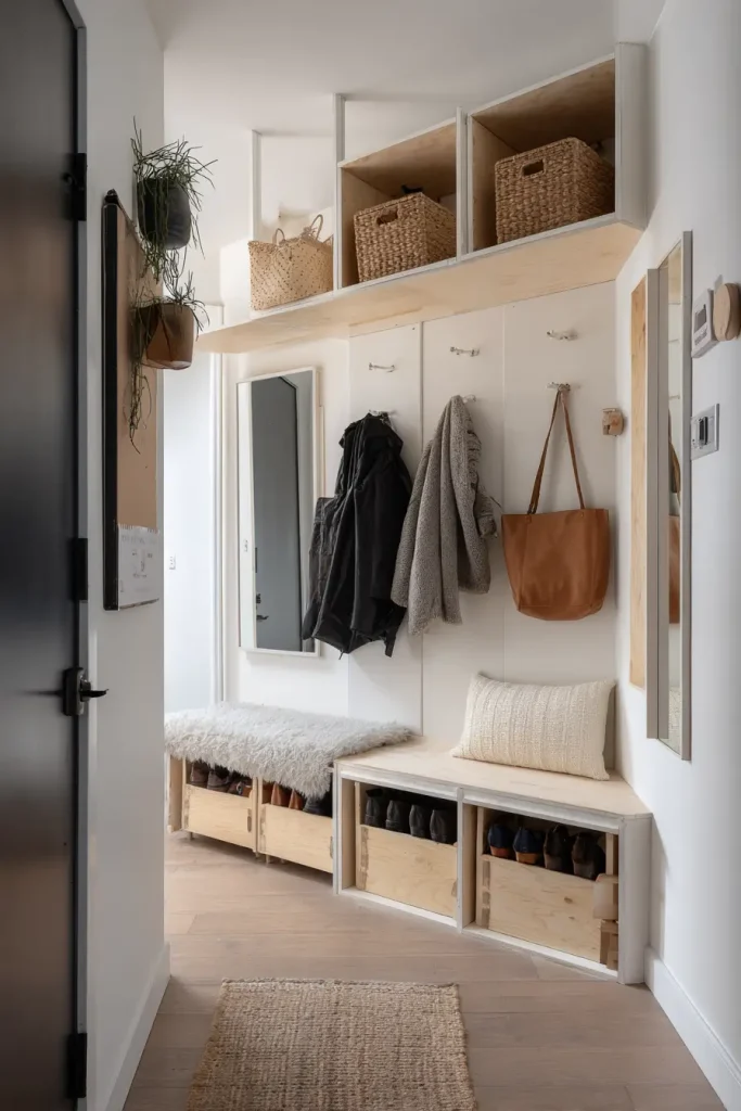 Leaning Ladder Shelves With S-Hooks