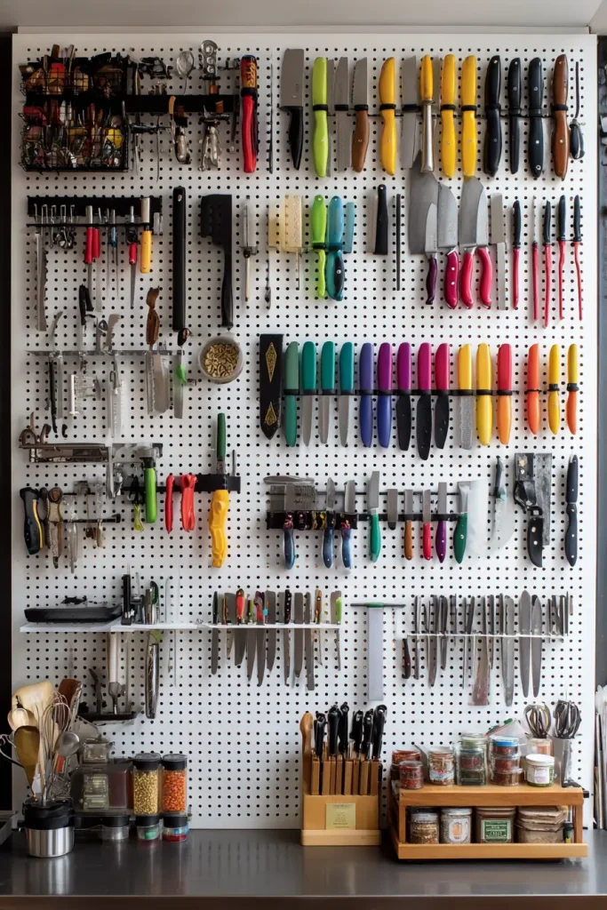 Mount a Pegboard or Magnetic Rail in Each Cook's Zone