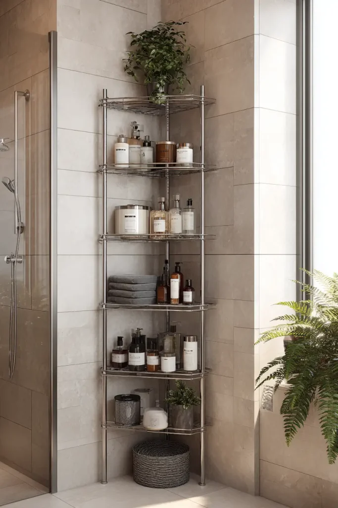 Tension Rod Shelving That Uses Dead Corner Space