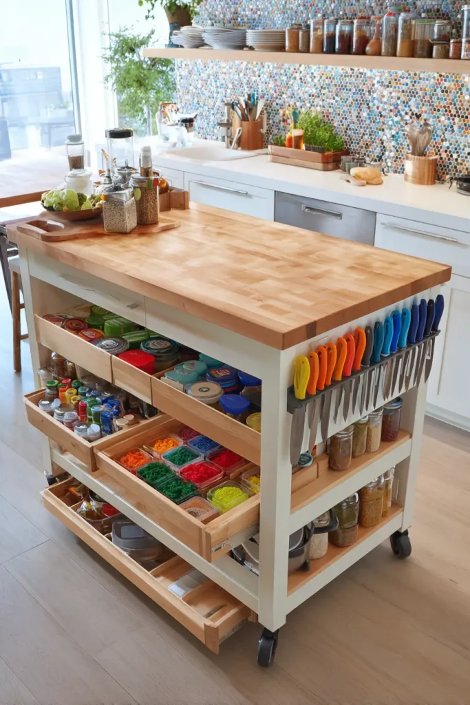 Use a Rolling Kitchen Cart as a Moveable Second Station