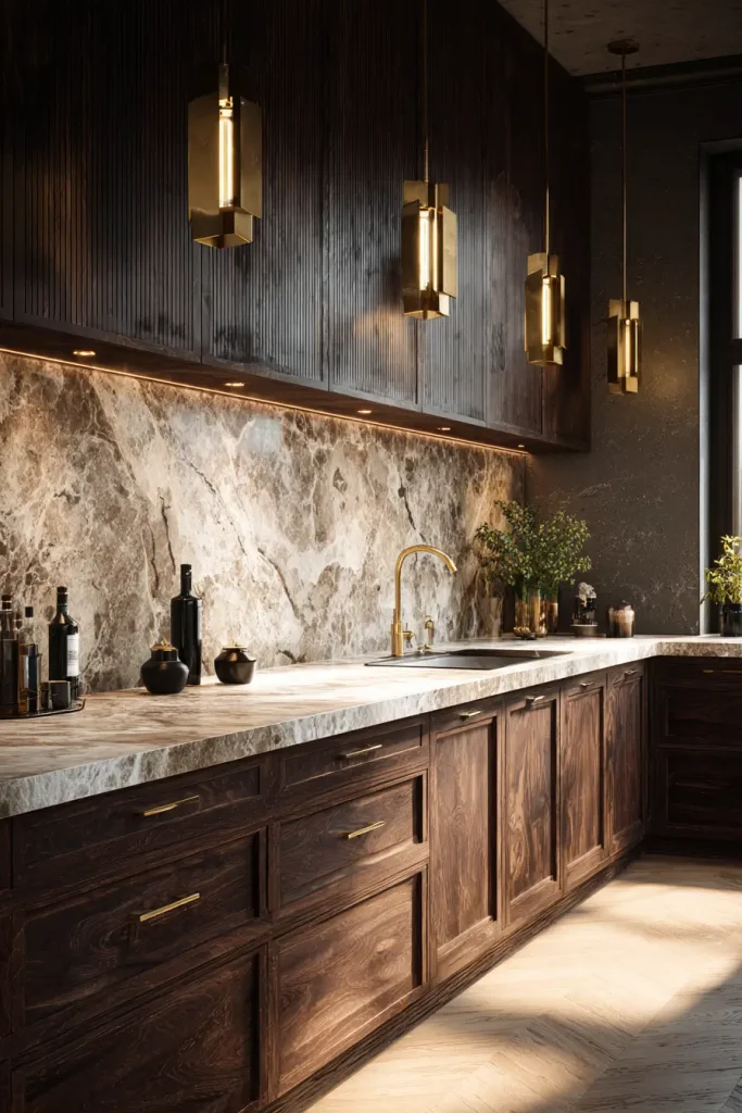 1. Dark wood cabinets feel rich again