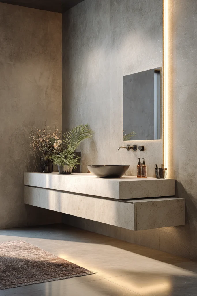 1. Floating Vanities with Integrated LED Lighting