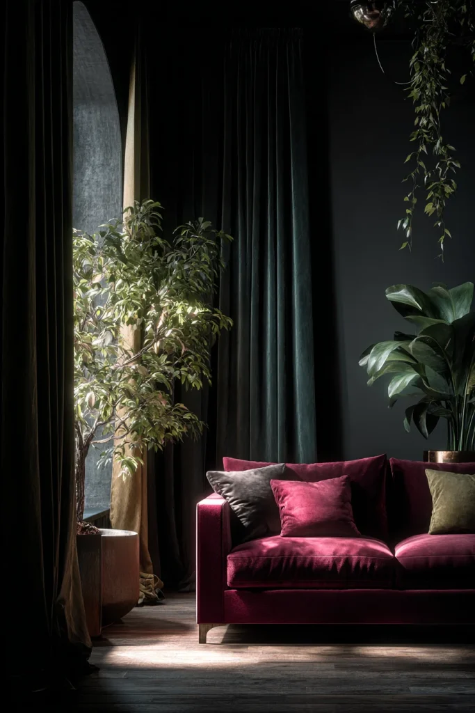 10. Use Drapes from Ceiling to Floor (Velvet or Linen in Deep Colors)