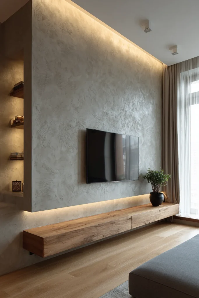 11. Concrete or Lime Wash Feature Wall