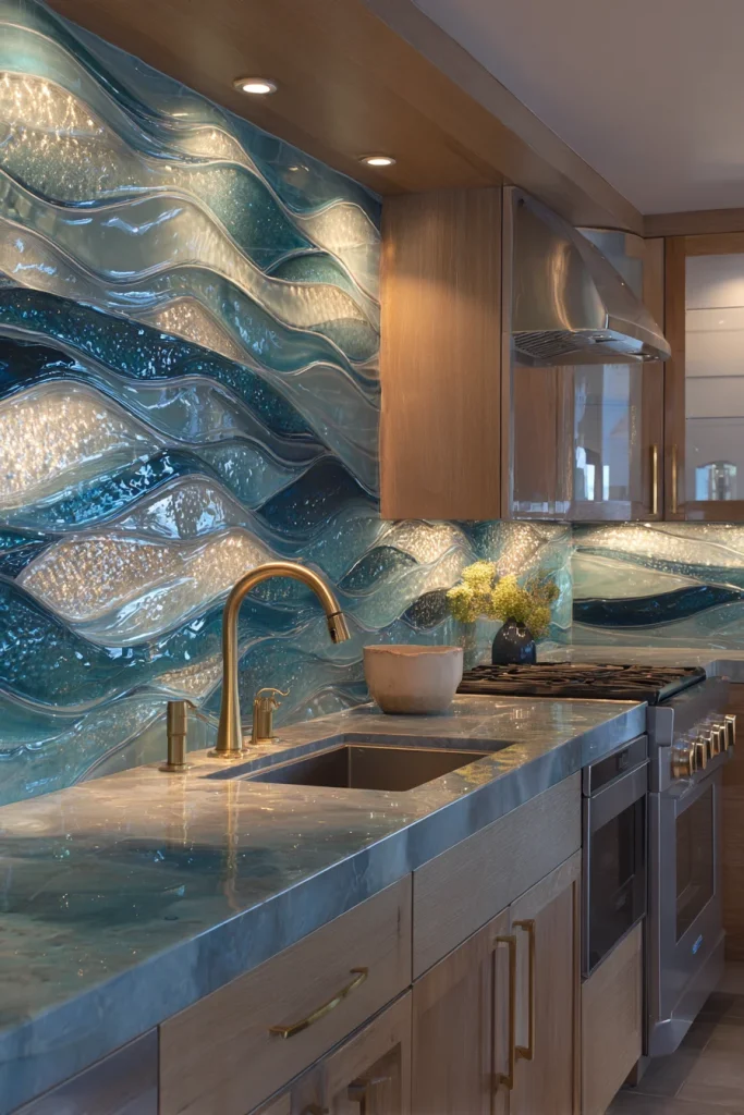 12. Kiln-Formed Glass Wave Tiles (Artisan, Not Mass-Produced)