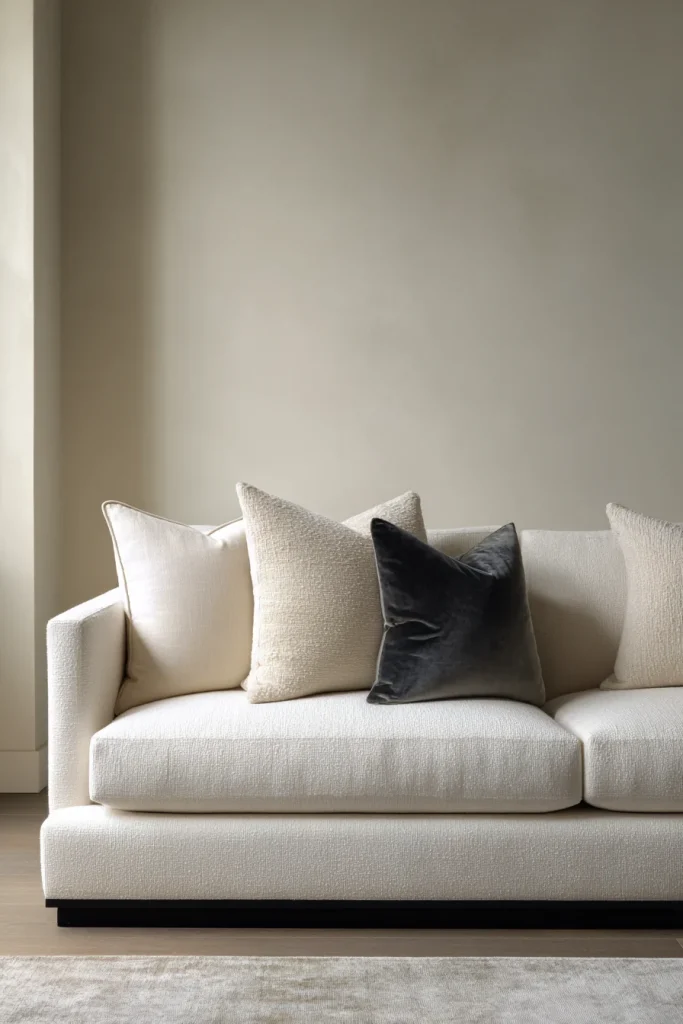 12. One Black or Charcoal Pillow Per Sofa