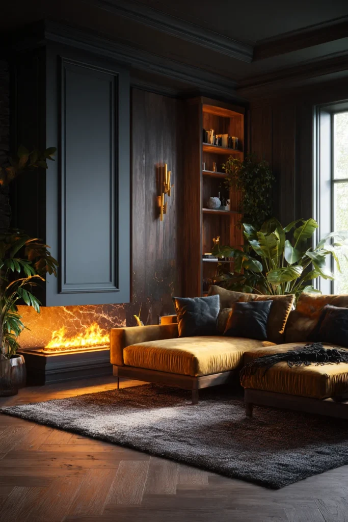 12. Use a Fireplace (or Fake One) as a Warmth Anchor