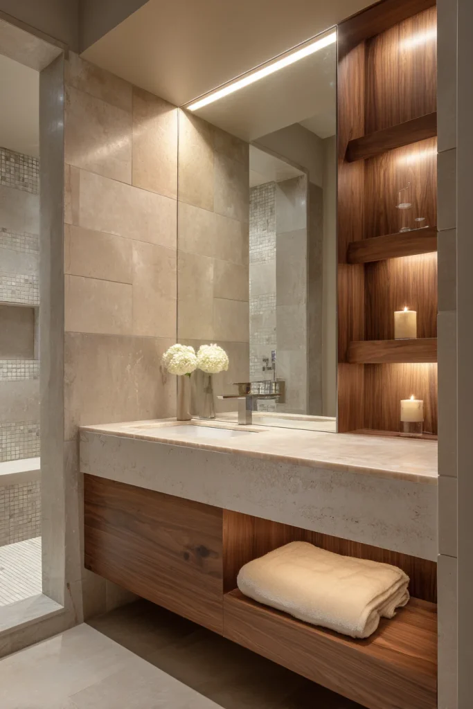 12. Vanity-Area “Wet Wall” with Integrated Niche