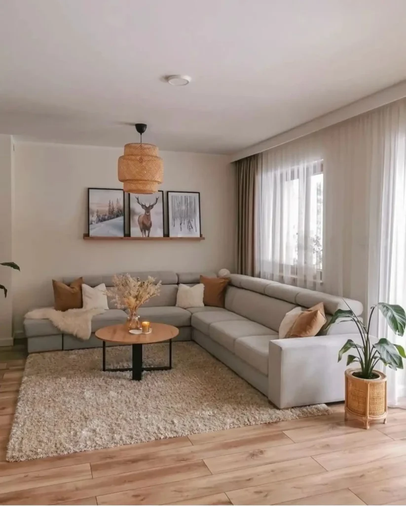 14. Add a Statement Light Fixture with Natural Materials