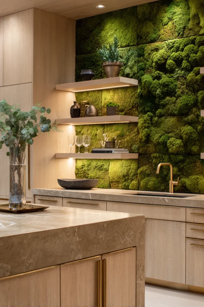 14. Biophilic "Mosscrete" (Preserved Moss + Concrete)