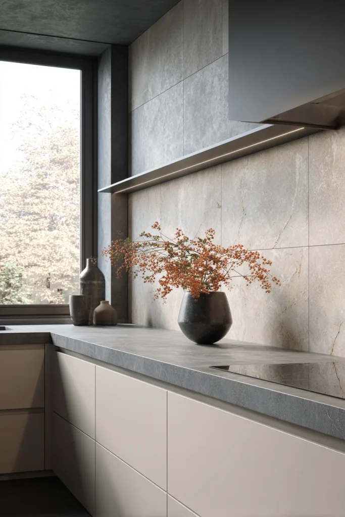 14. Use a backsplash that adds texture without noise