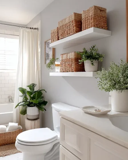 17 Rental Bathroom Storage Ideas (No Wall Damage)