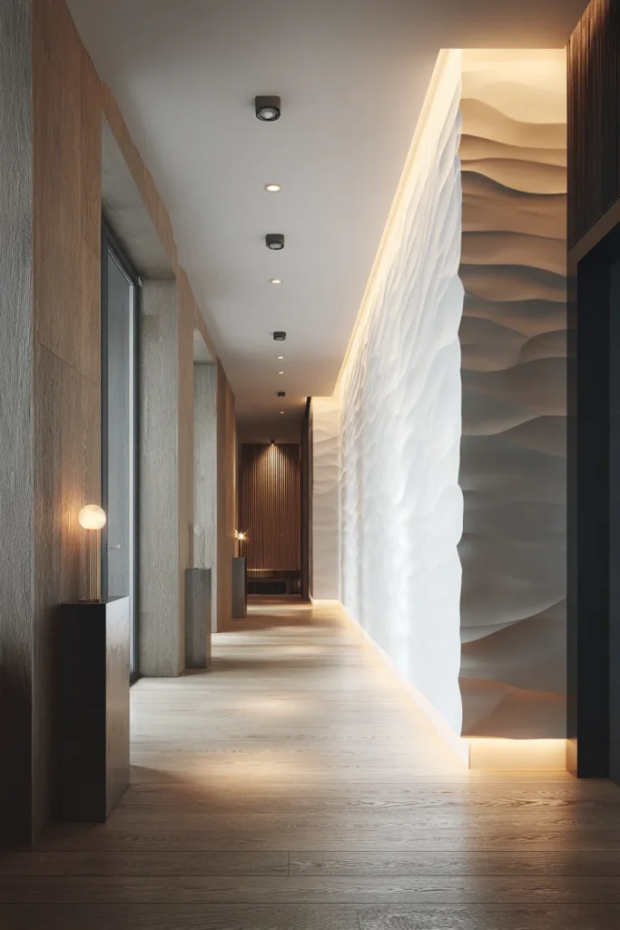 2. Floor-to-Ceiling Textured Panels