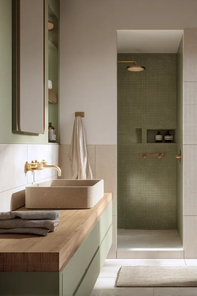 2. Sage and olive add color without taking over