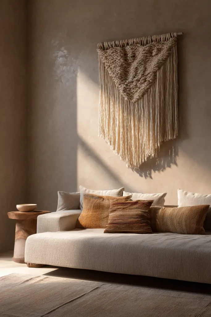 2. Use Textural Wall Hangings Instead of Flat Prints