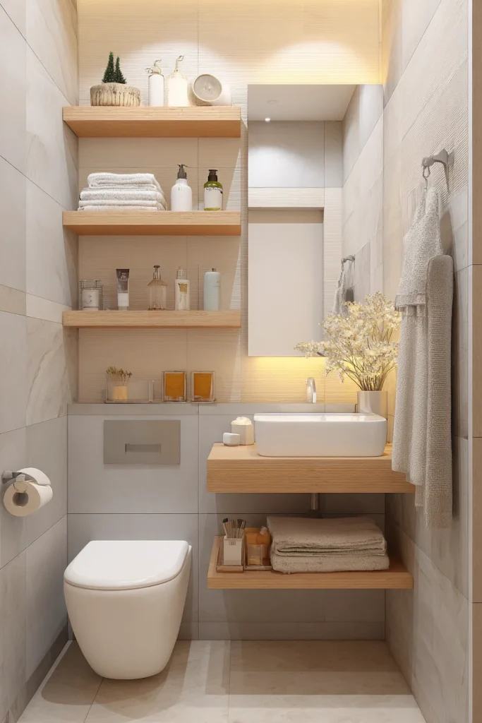 3. Use Over the Toilet Storage to Save Floor Space