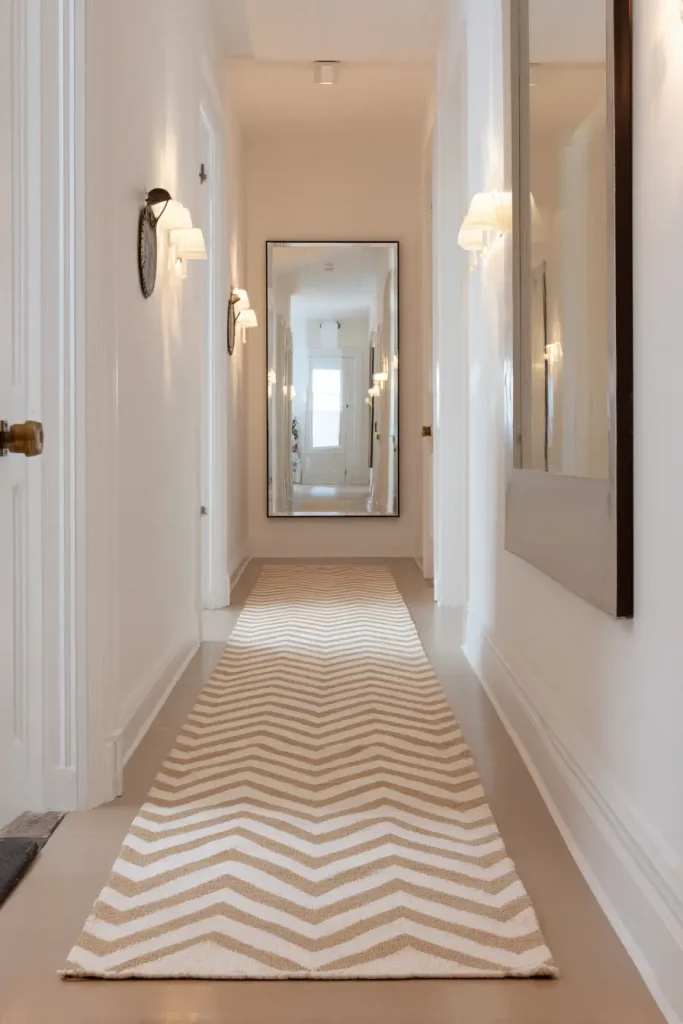 4. Add a Runner Rug with Horizontal Chevrons