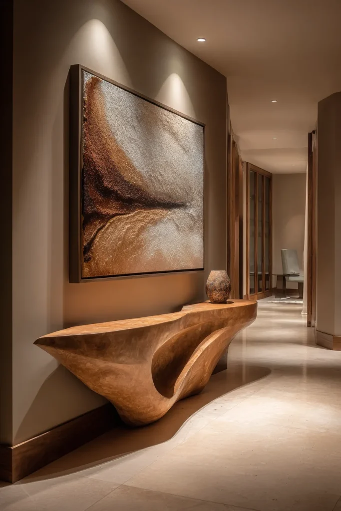 4. Sculptural Console + Single Massive Art