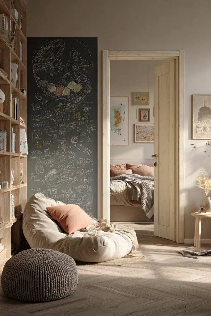 5. Magnetic chalkboard on the door