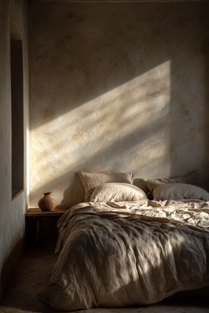 5. Plaster Finish Walls (Limewash > Wallpaper)