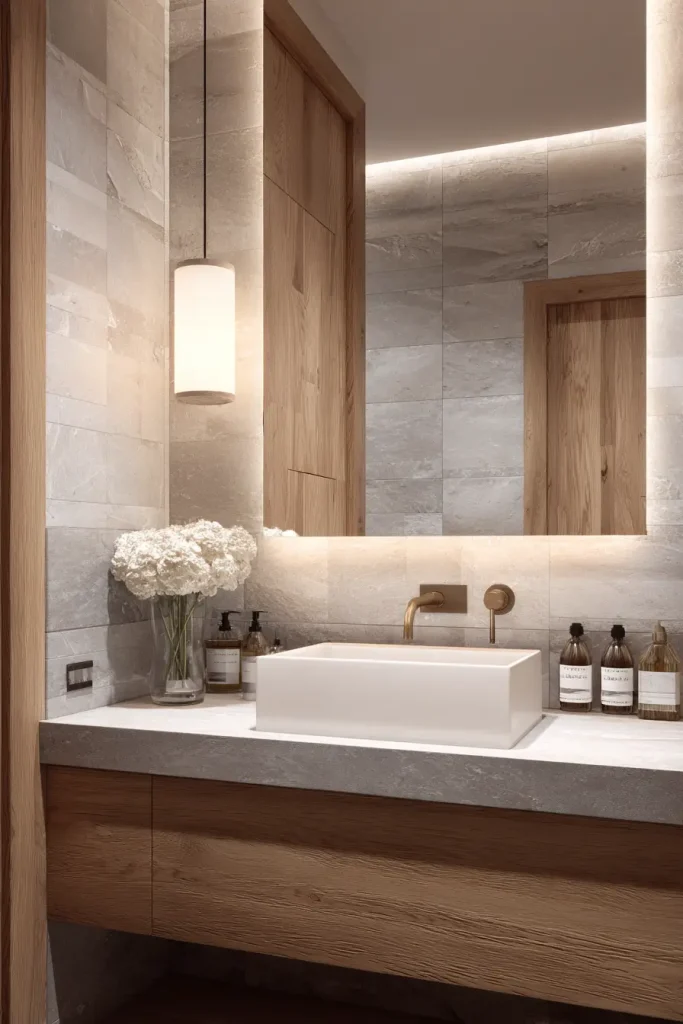 6. Wood vanities feel warmer than painted ones