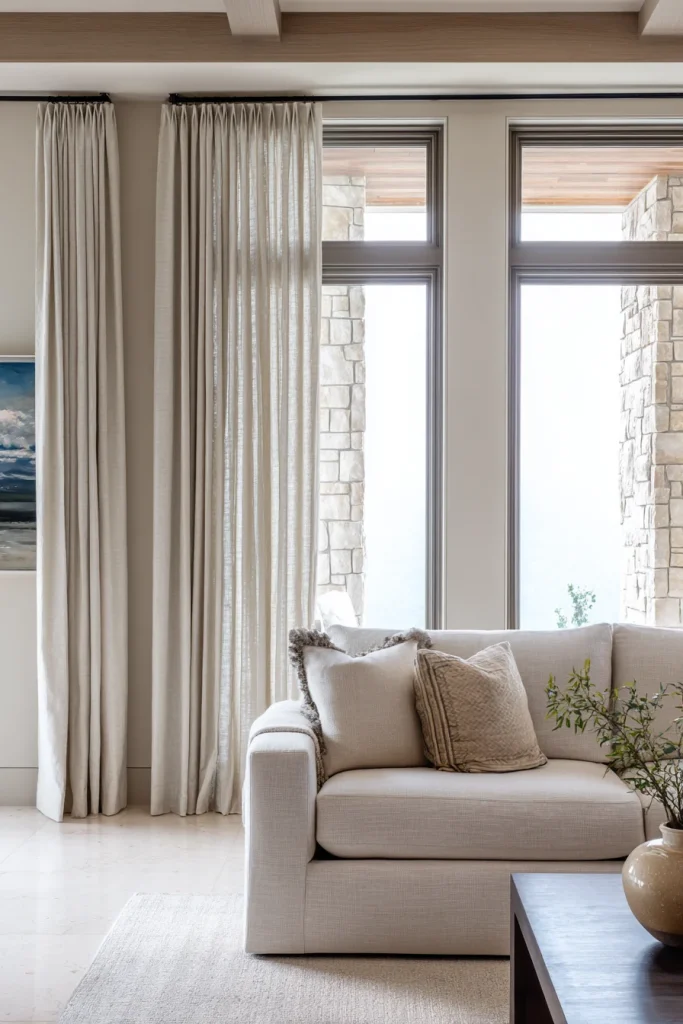 7. Floor-Kissing Curtains: The ¼-Inch Rule