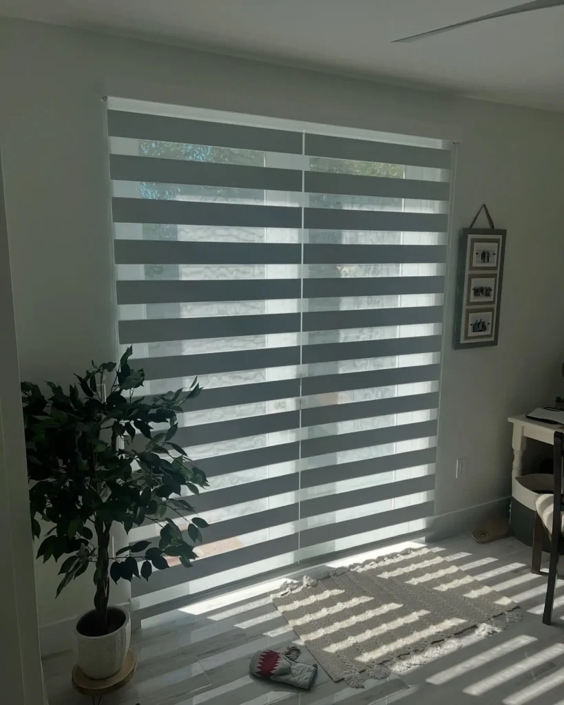 7. The High-Tech Haven: Smart Zebra Shades Alone