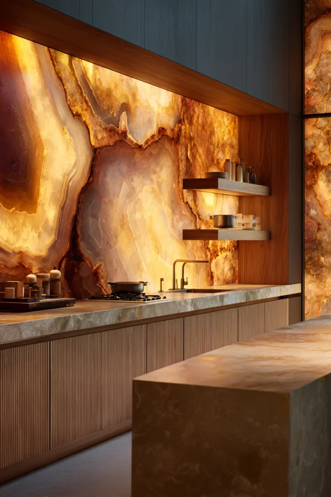 8. Backlit Onyx & Agate Slices (The "Ambient Glow")