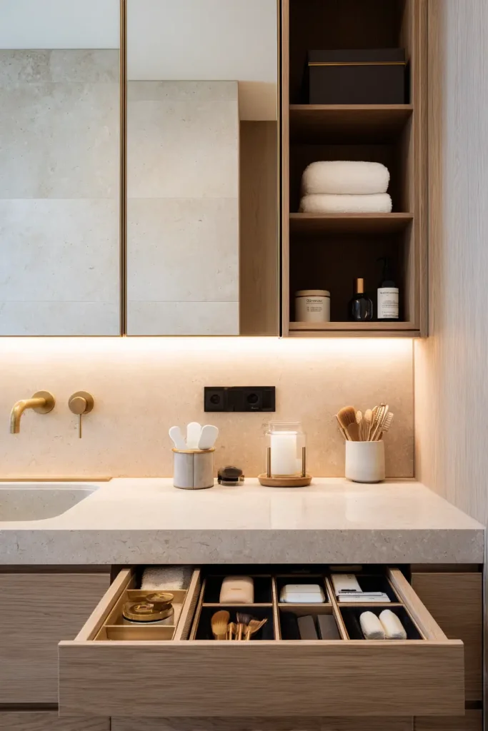 8. Hidden storage matters more than open shelves