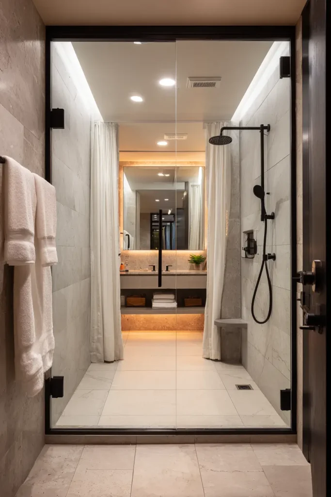 8. Swap Your Shower Curtain for a Glass Door (Fake It)