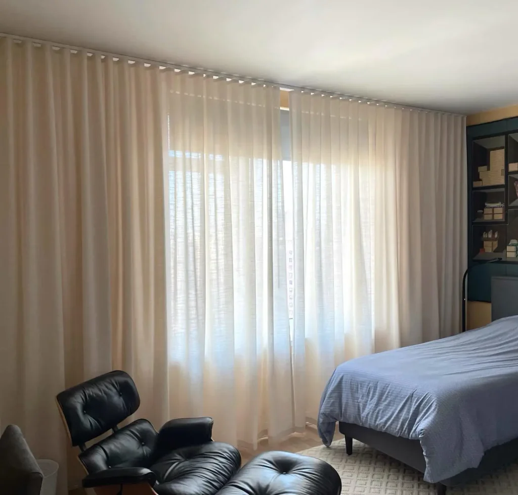 8. The Monochromatic Canvas: Paintable Blinds + Wall-to-Wall Drapes