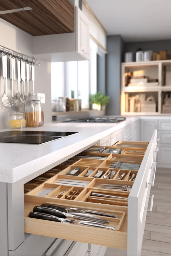 8. Use drawer organizers for tools and utensils