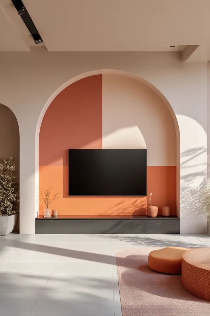 9. Painted "Color Block" Behind the TV