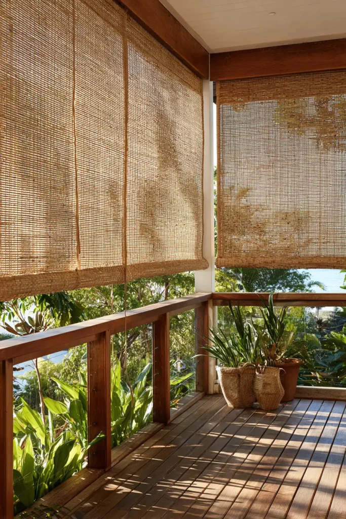 Idea 5. Bamboo Roll-Up Shades with Weighted Bottom Bars