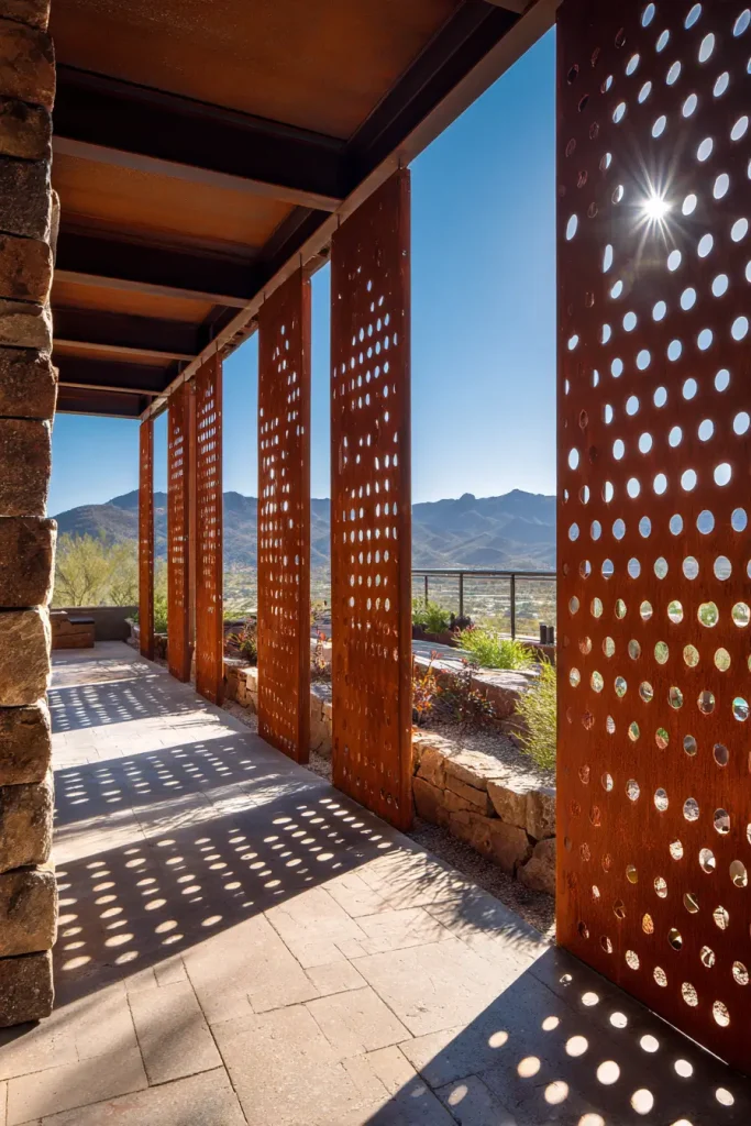 Idea 8. Cor-ten Steel Perforated Panels