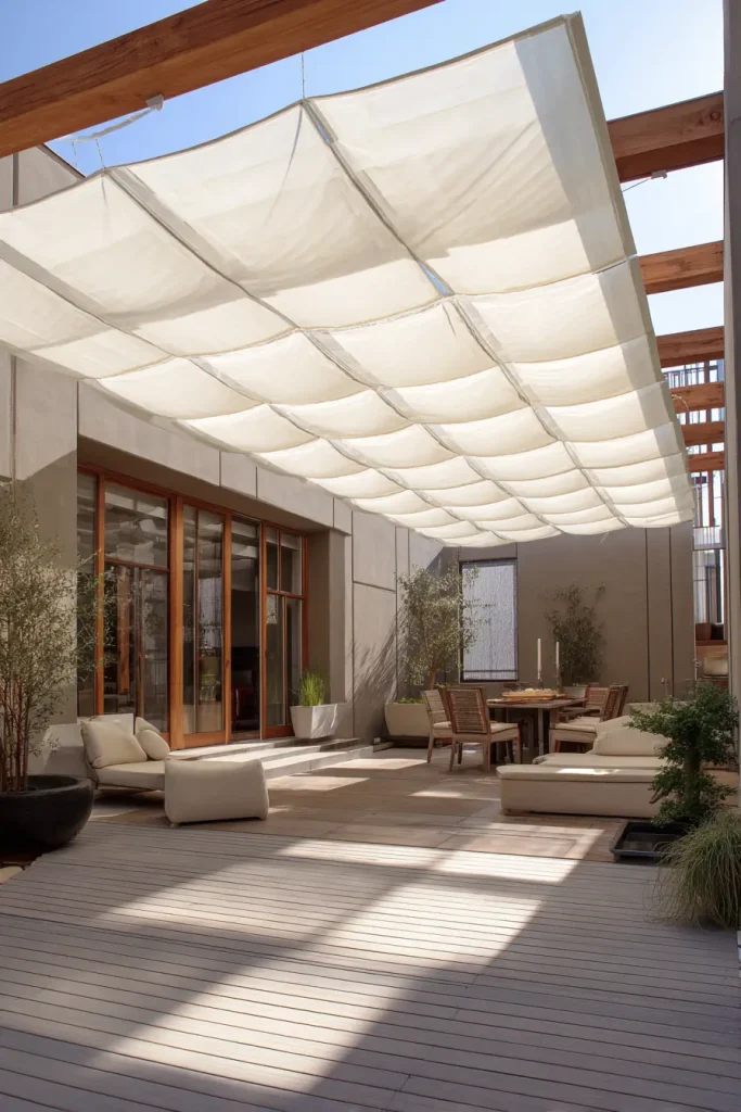 Idea 9. Retractable Canopy with Spring-Loaded Arms