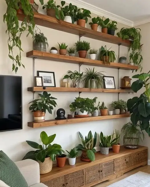 Style a Plant and Print Shelf Display
